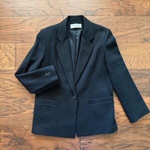 Vintage Dumas Wool Blazer Black Power Suit Minimalist Tailored Jacket